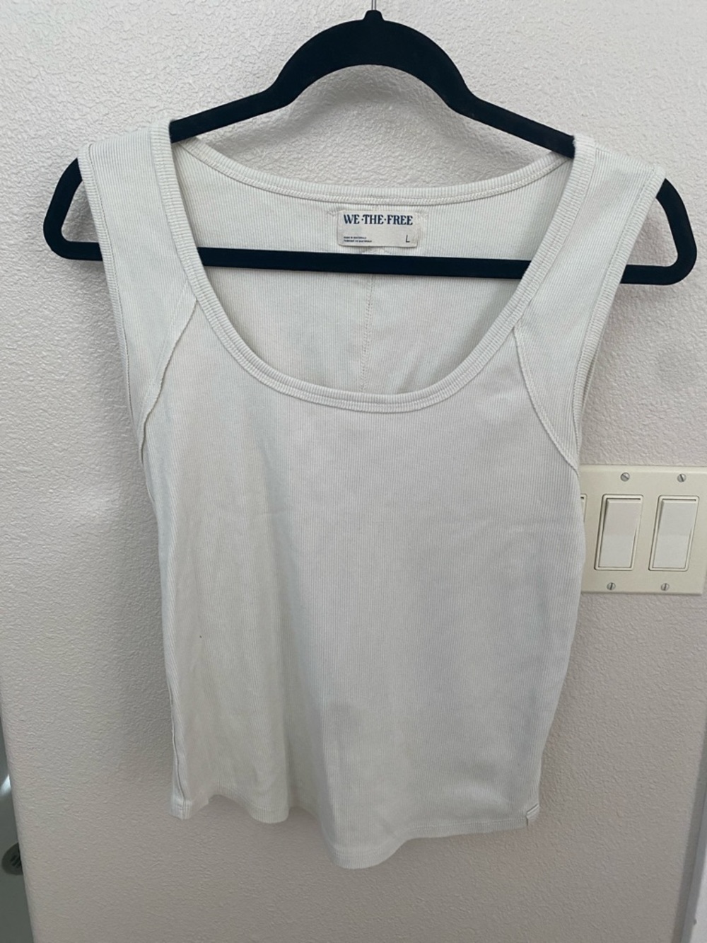 WE THE FREE Free People off white Cotton Rib Tank Top, size large. Like new